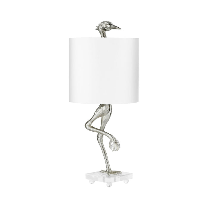 Ibis Table Lamp in Silver Leaf.