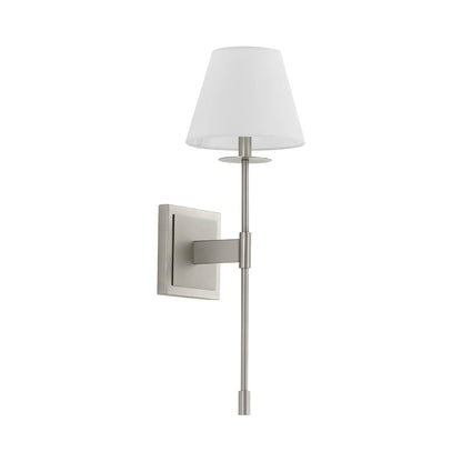 Kubel Wall Light in Satin Nickel.