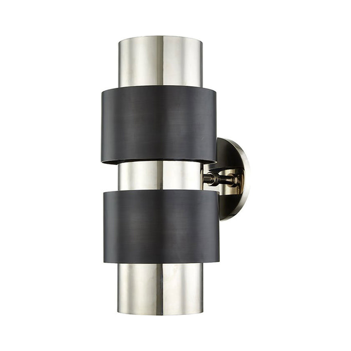 Cyrus Two Light Wall Light in Polished Nickel/Old Bronze.