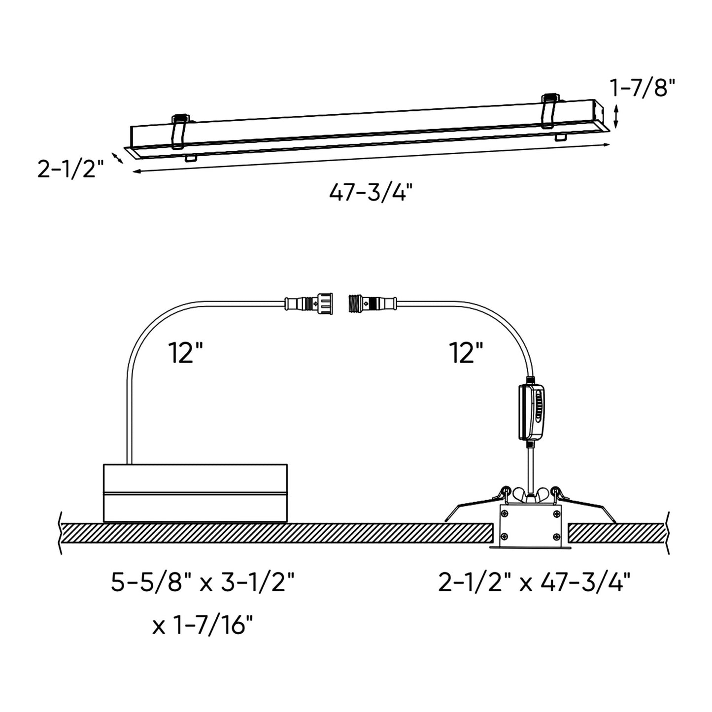 Boulevard LED Linear Recessed Light - line drawing.