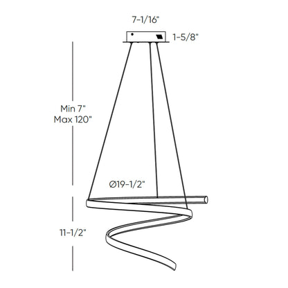 Helix LED Pendant Light - line drawing.