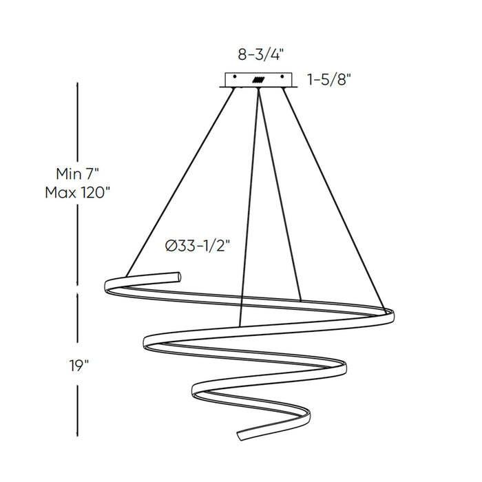Helix LED Pendant Light - line drawing.