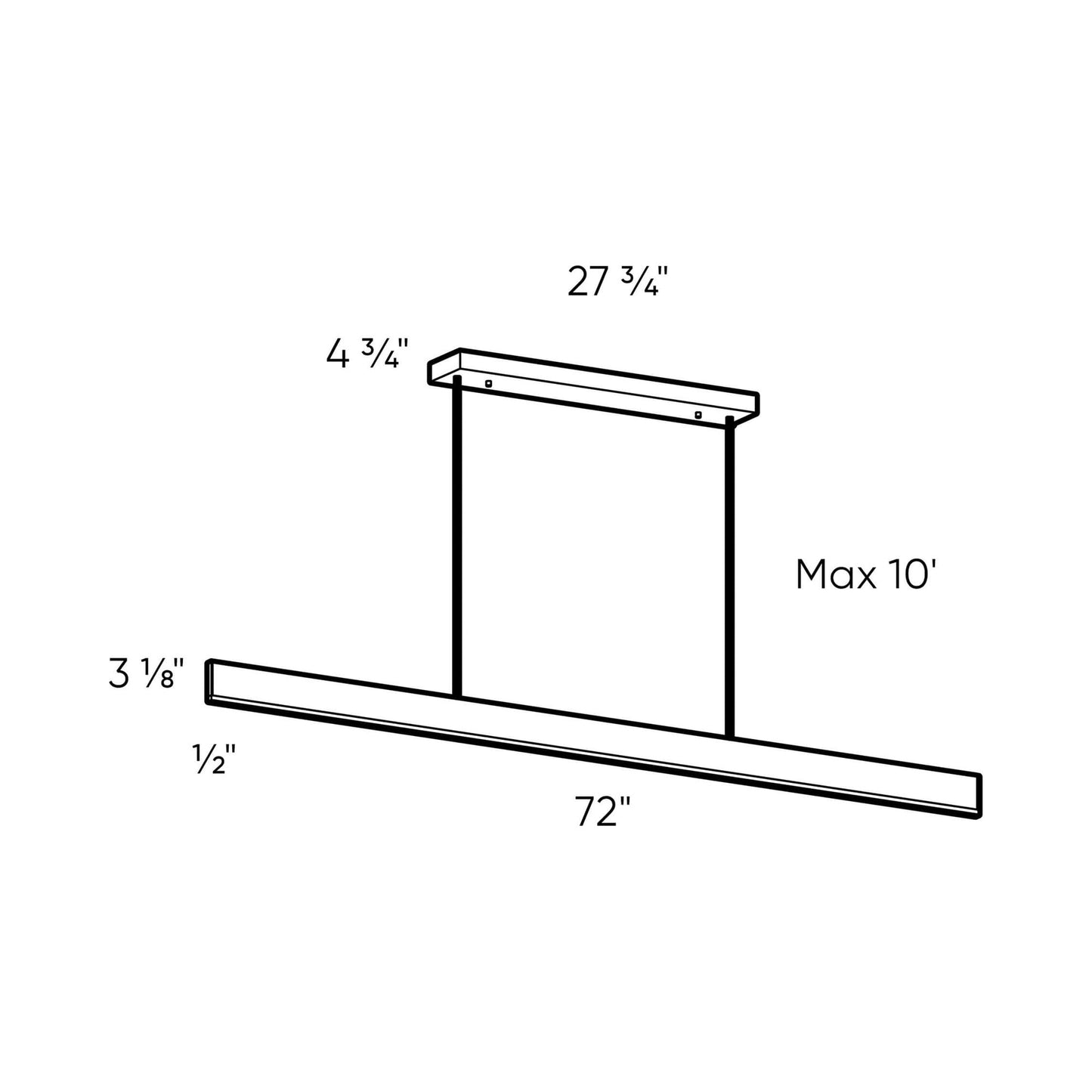 Beam Slim Linear LED Pendant Light - line drawing.