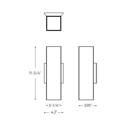 Brooklyn Outdoor LED Wall Light - line drawing.