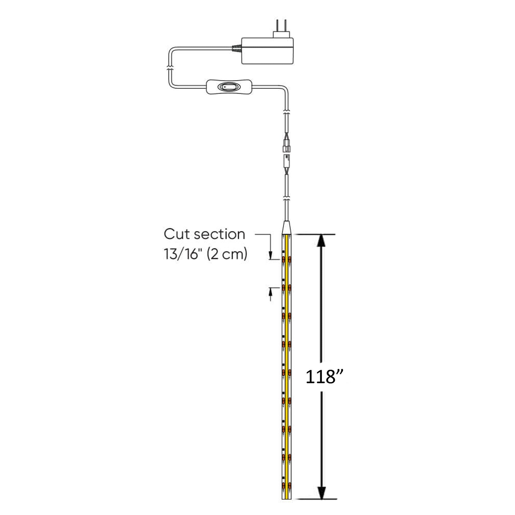 COB LED Tape Light - line drawing.