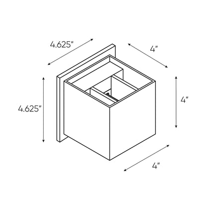 Cubix Square Outdoor LED Wall Light - line drawing.