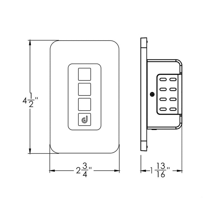 DALS Connect Smart Wall Control Switch - line drawing.
