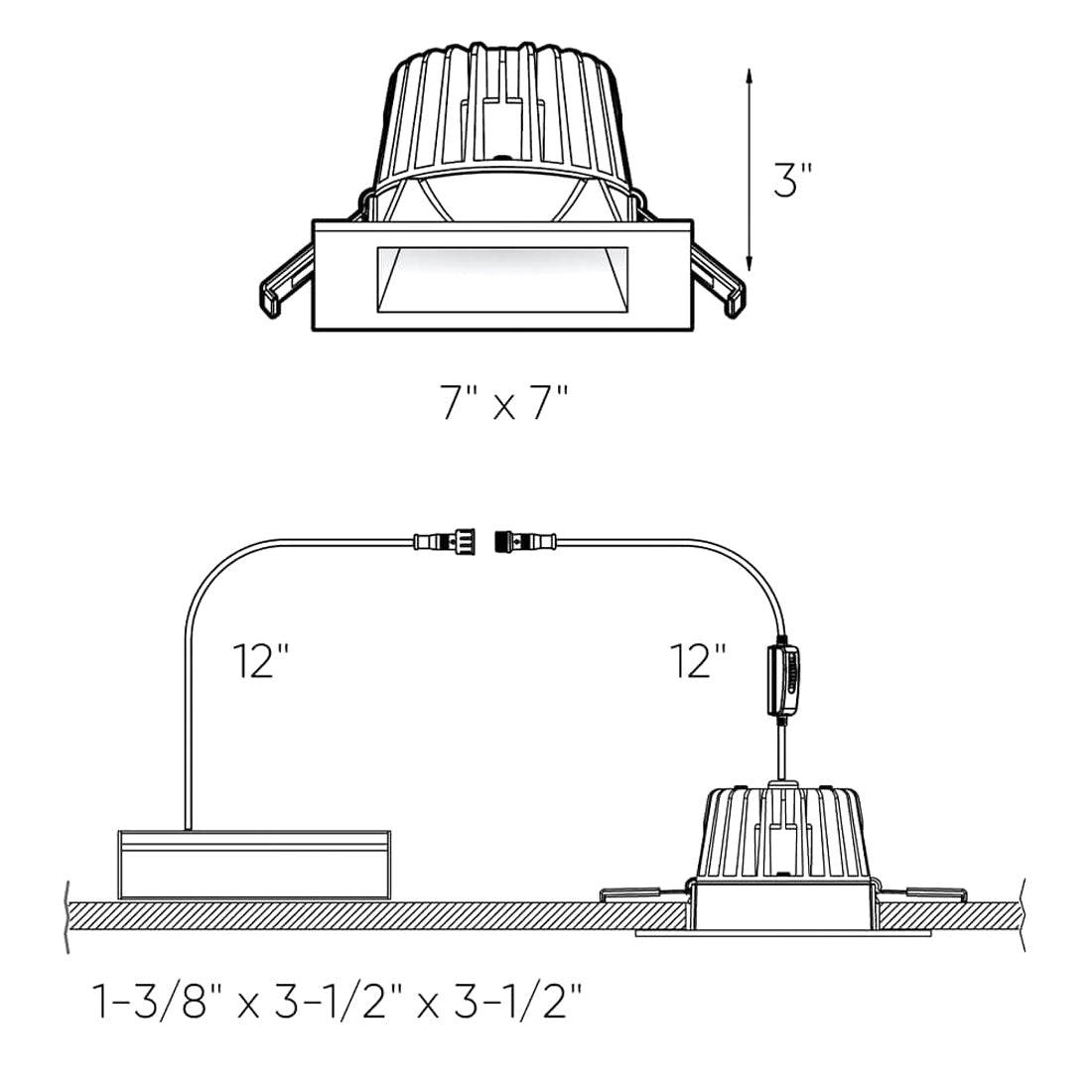 Element Indoor/Outdoor LED Recessed Light - line drawing.