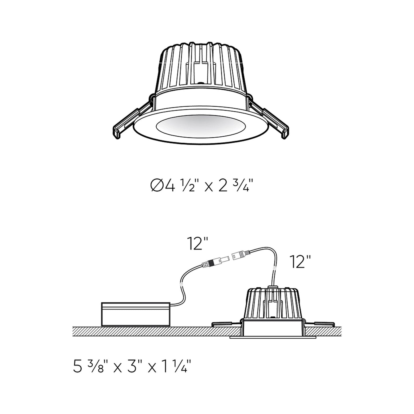 Element Indoor/Outdoor LED Recessed Light - line drawing.