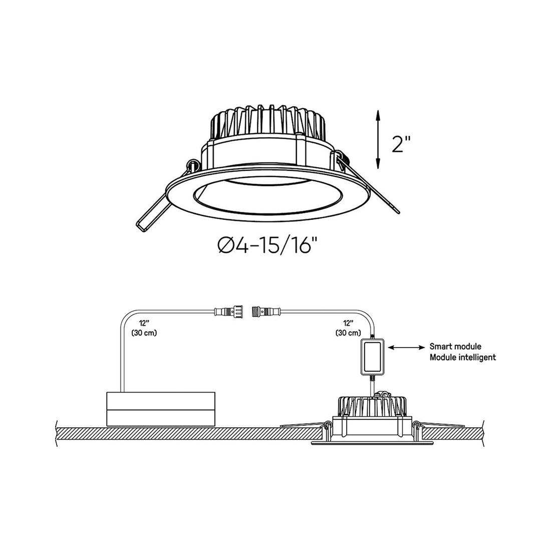 Etch LED Recessed Panel Light - line drawing.