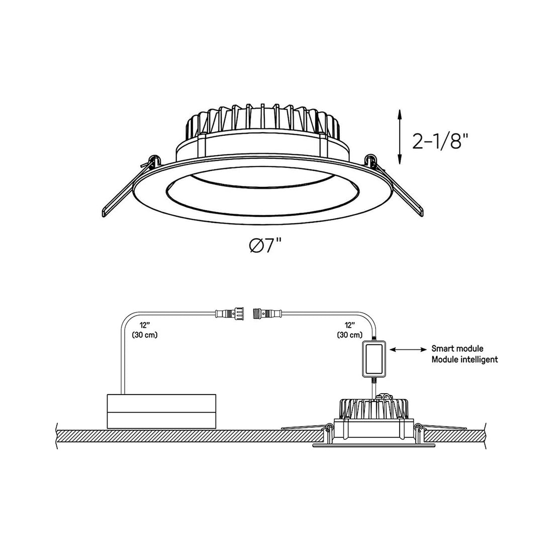 Etch LED Recessed Panel Light - line drawing.