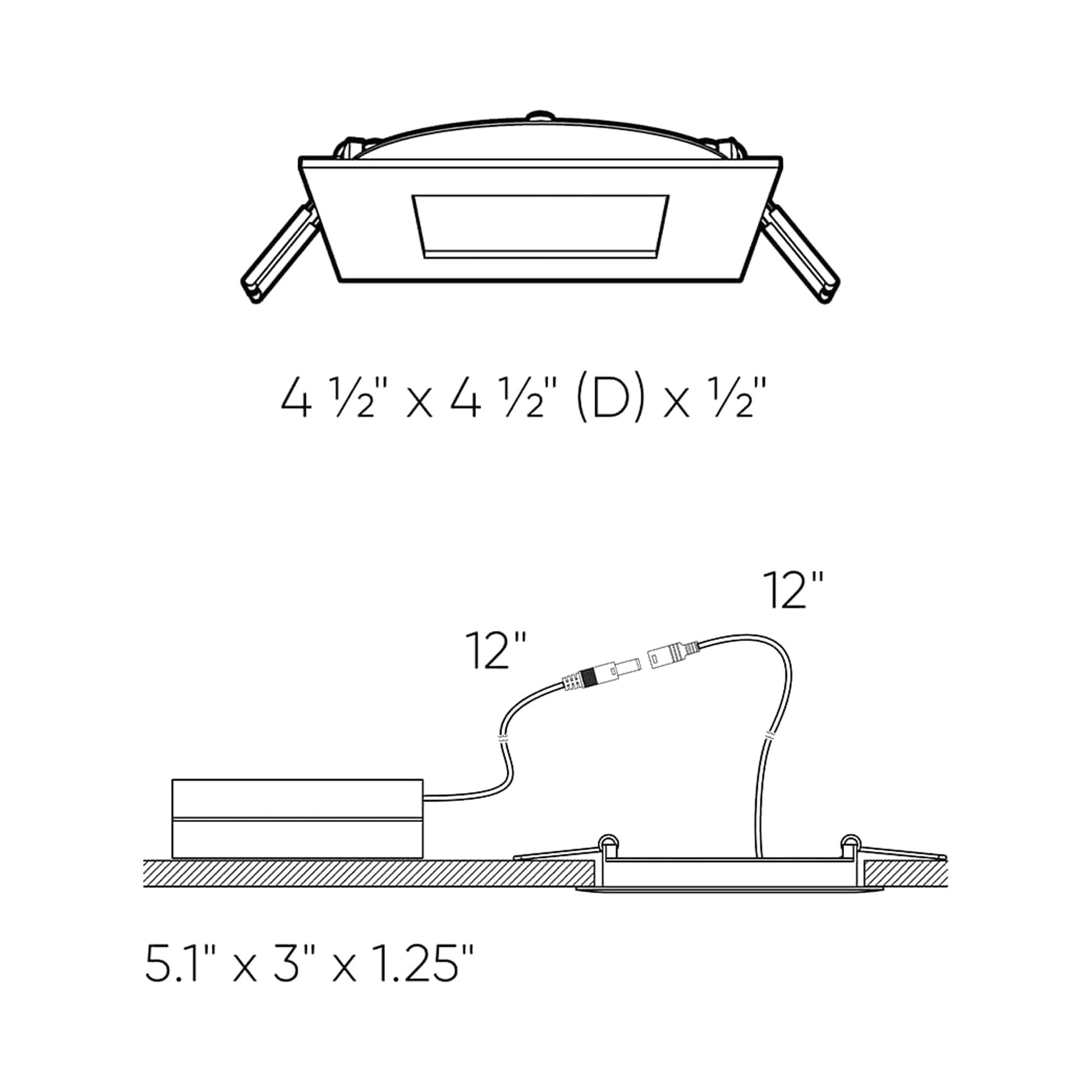 Excel CCT LED Recessed Panel Light - line drawing.