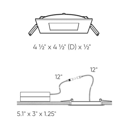 Excel CCT LED Recessed Panel Light - line drawing.