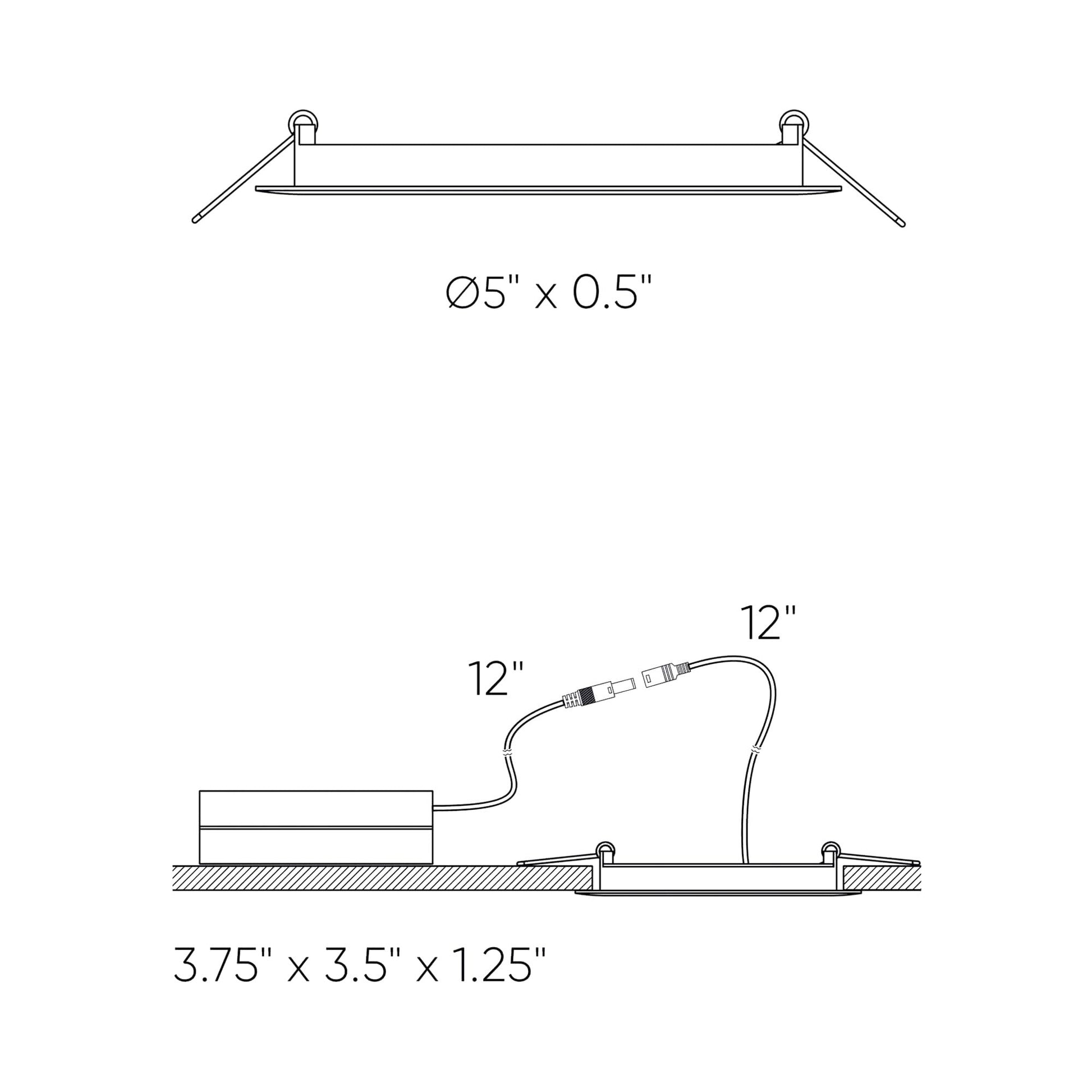 Excel CCT LED Recessed Panel Light - line drawing.