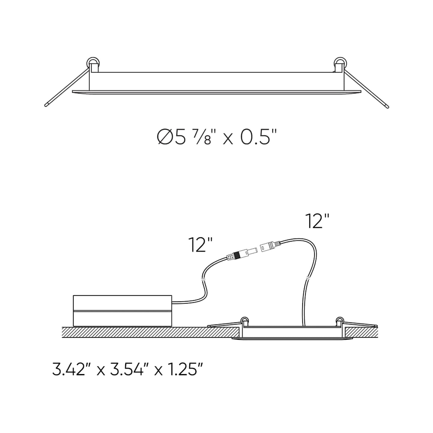 Excel CCT LED Recessed Panel Light - line drawing.