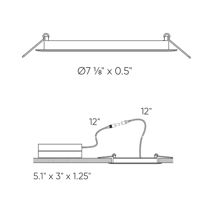 Excel CCT LED Recessed Panel Light - line drawing.