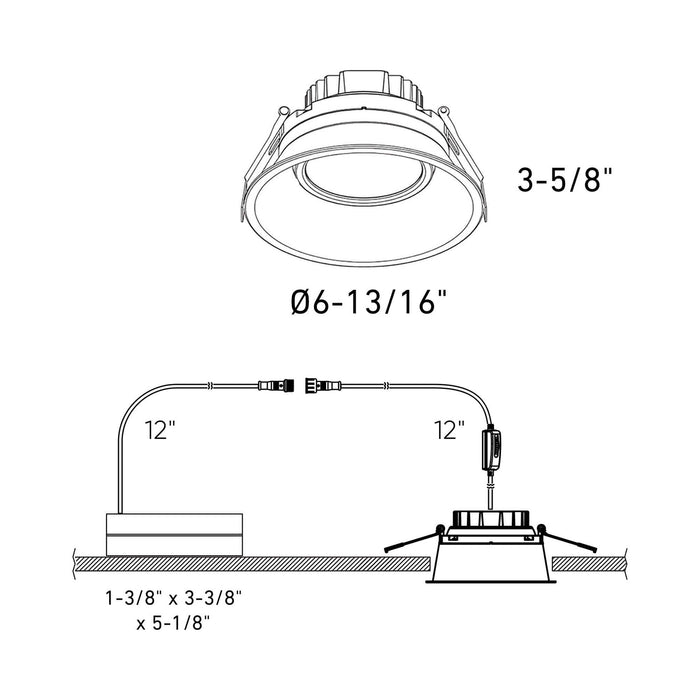 Facet CCT Indoor/Outdoor LED Recessed Light - line drawing.