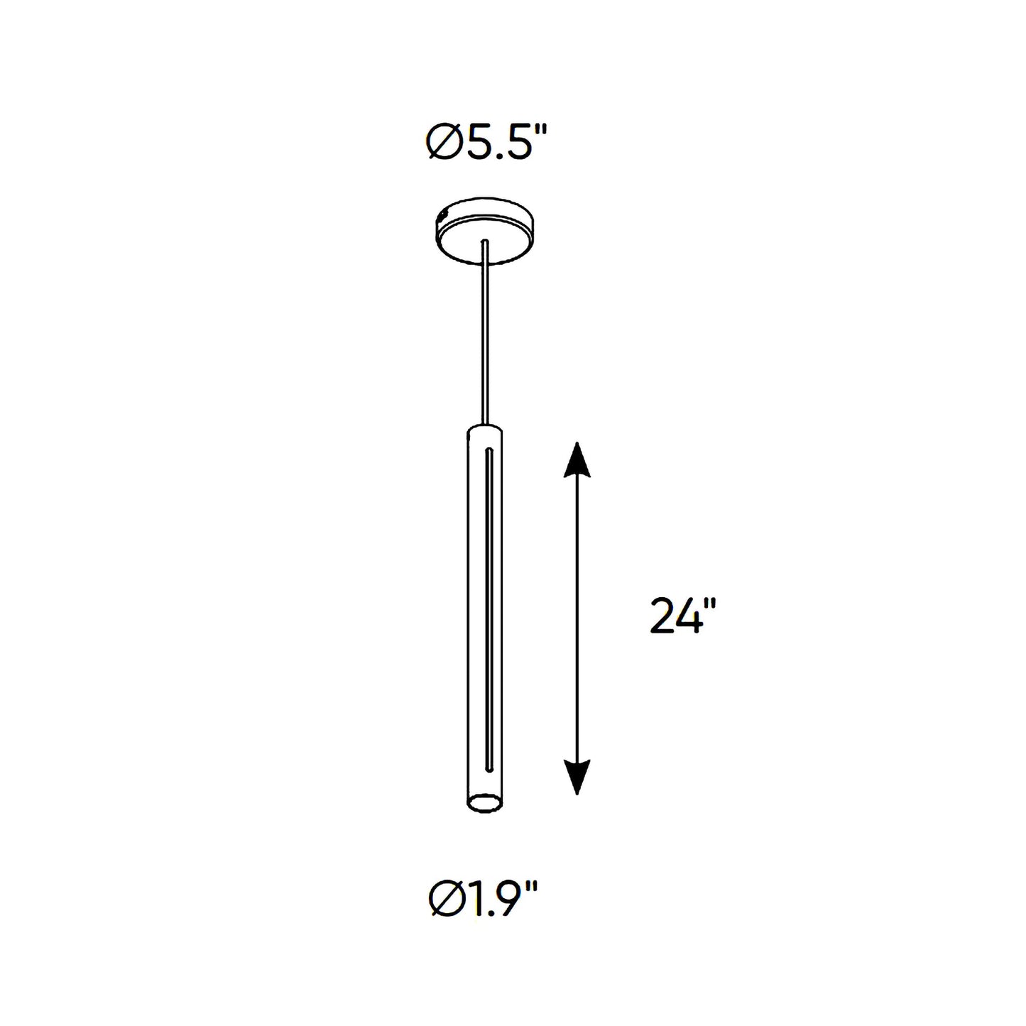Linea CCT LED Pendant Light - line drawing.