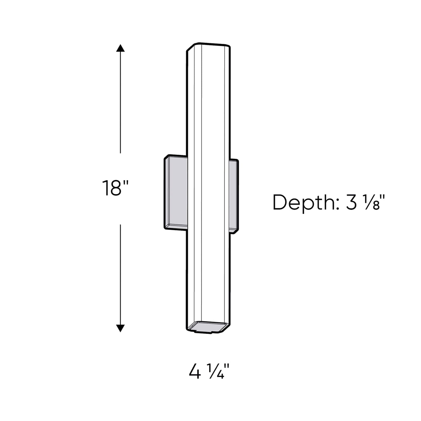 Nobel One LED Vanity Light - line drawing.