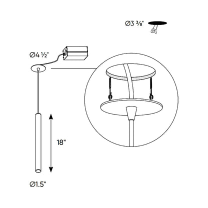 Nova LED Pendant Light - line drawing.