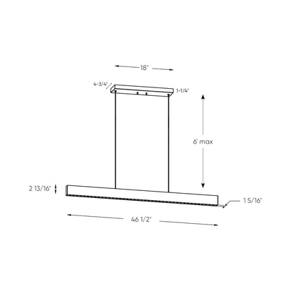 Pinpoint LED Linear Pendant Light - line drawing.