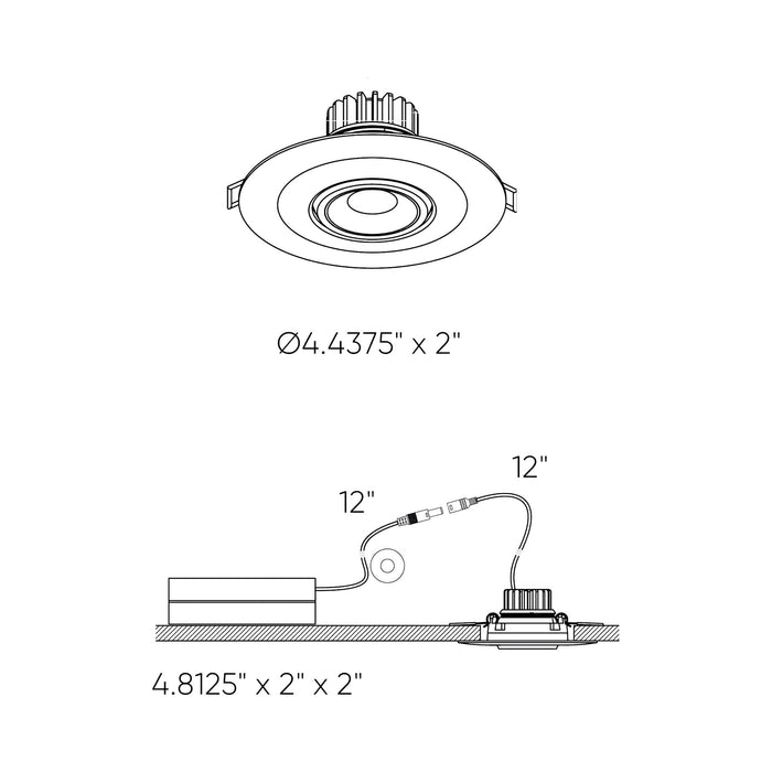 Scope LED Gimble Recessed Light - line drawing.