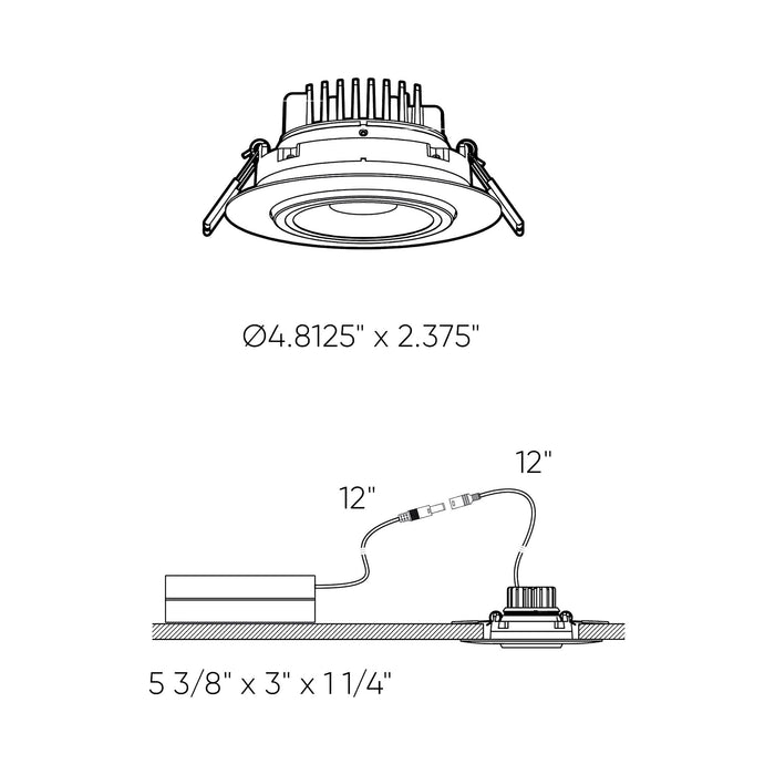 Scope LED Gimble Recessed Light - line drawing.