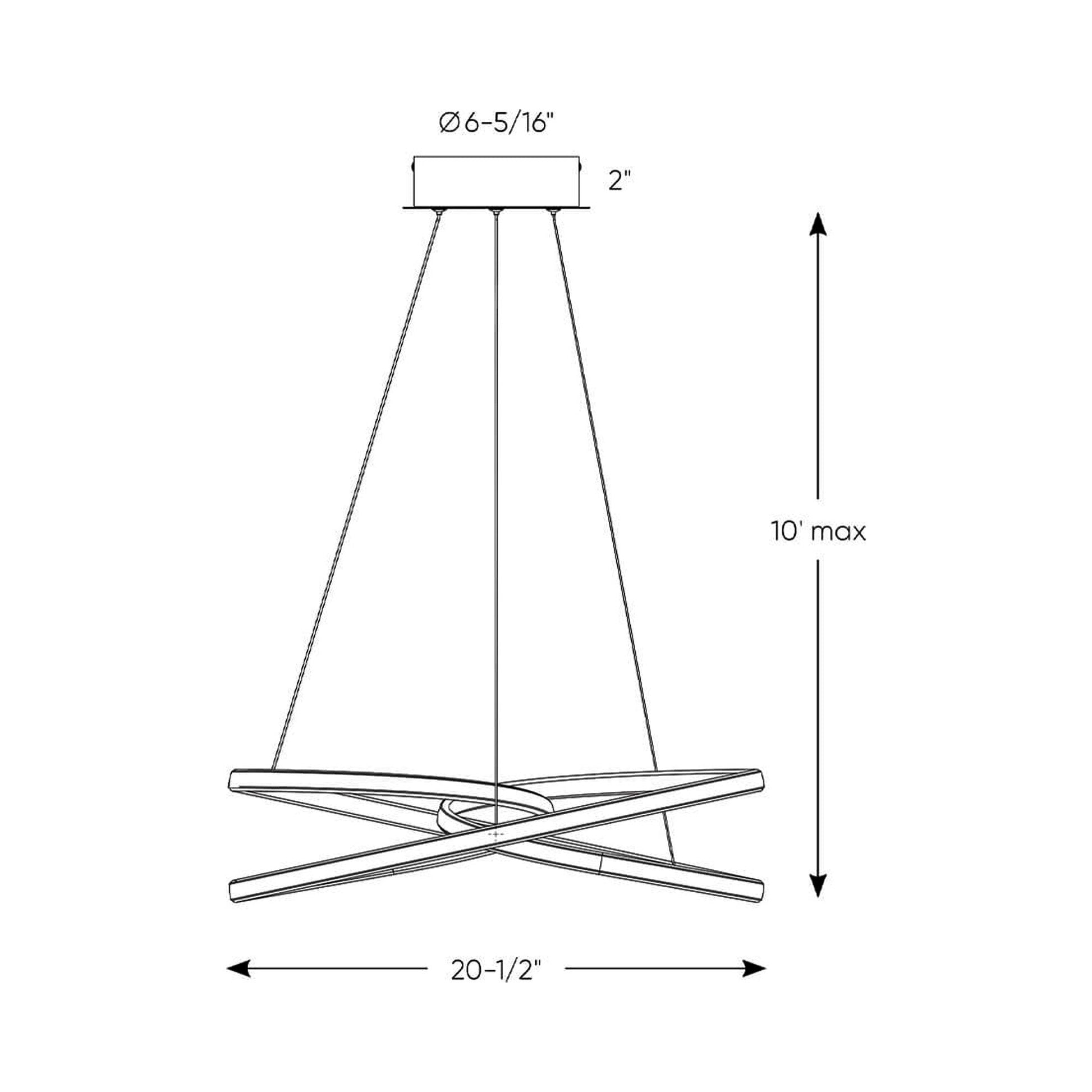 Twist LED Pendant Light - line drawing.