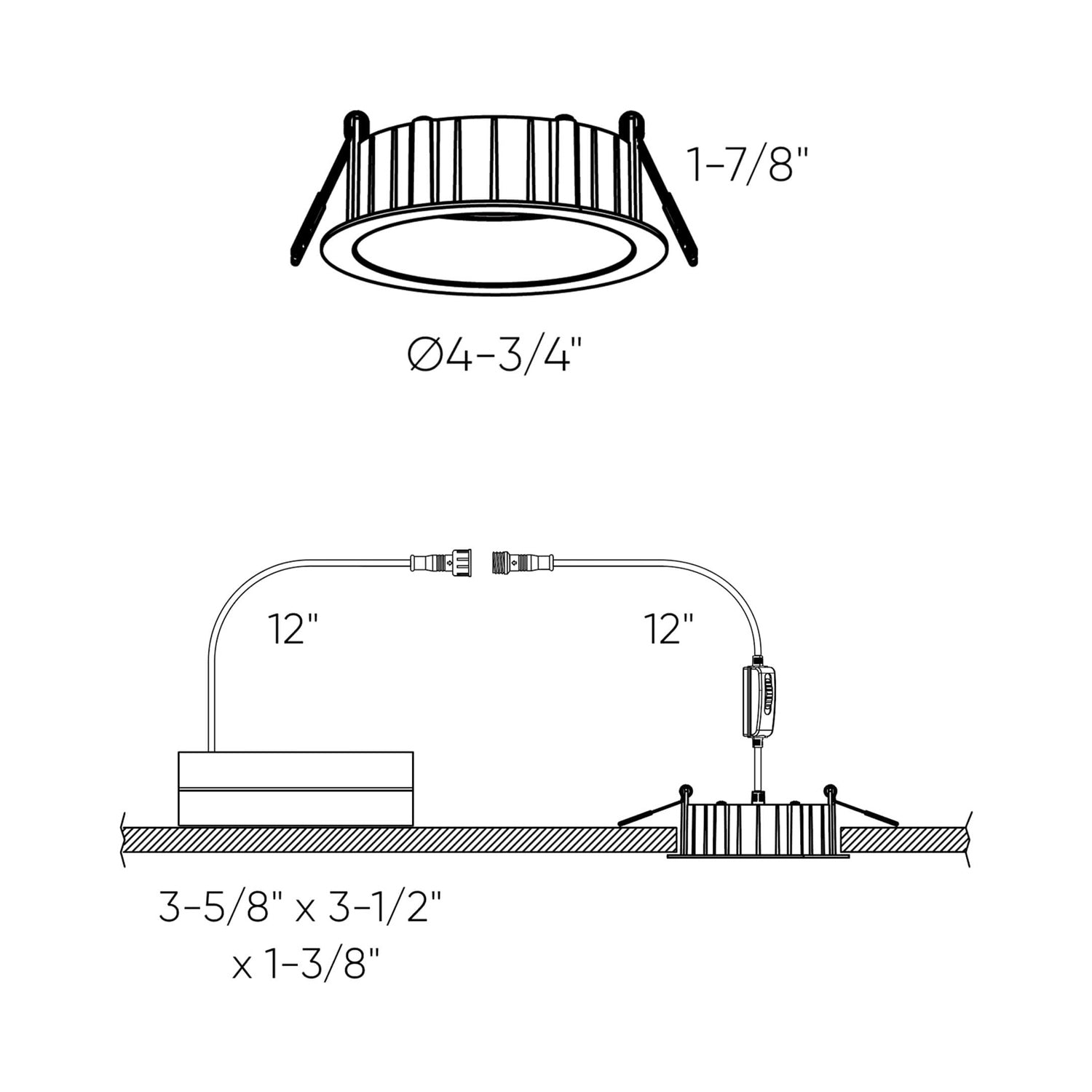 Notch LED Regressed Panel Light - line drawing.