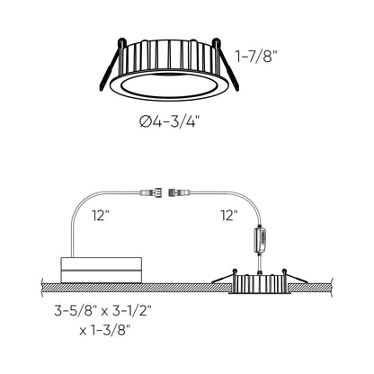 Notch LED Regressed Panel Light - line drawing.