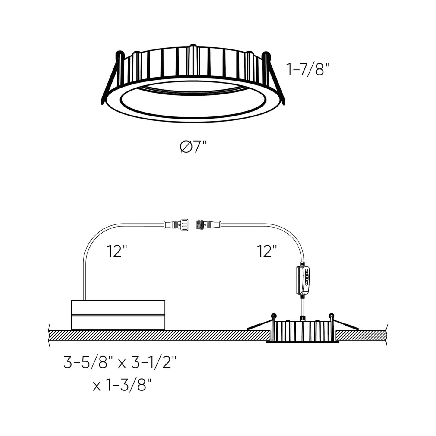 Notch LED Regressed Panel Light - line drawing.