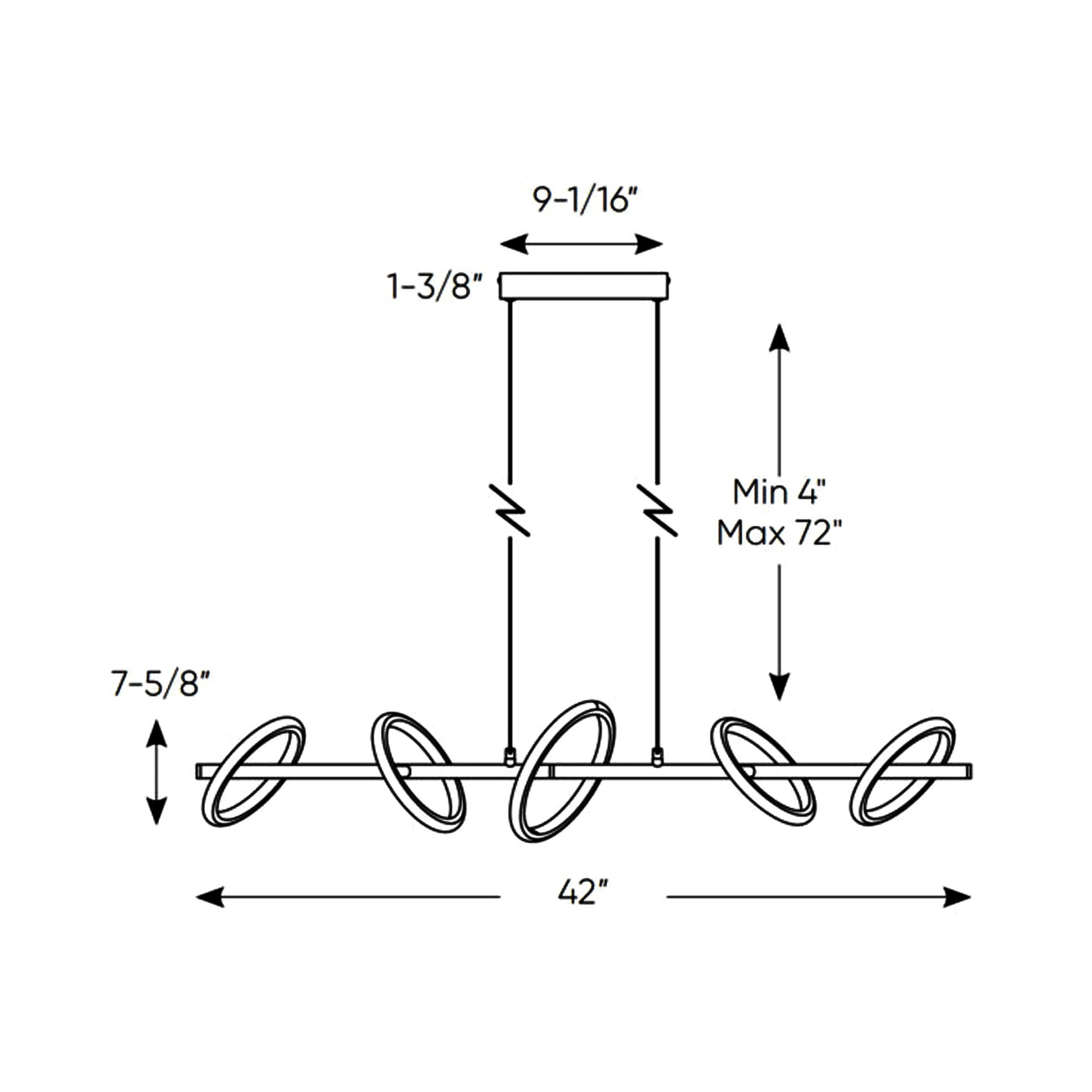 Olympia LED Linear Pendant Light - line drawing.