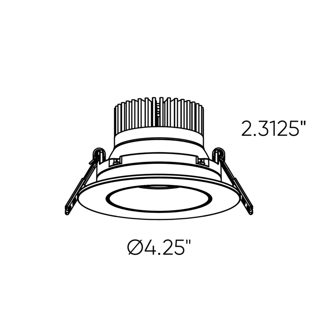 Revolve Pro LED Recessed Down Light - line drawing.