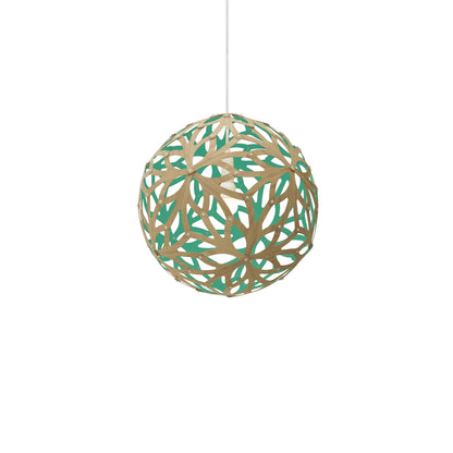 Floral Pendant Light in Bamboo/Aqua (Small).