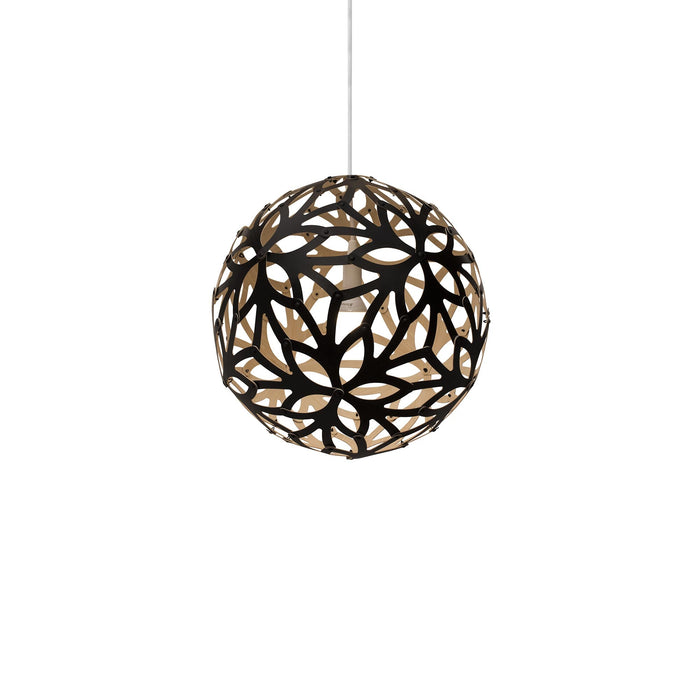 Floral Pendant Light in Black/Bamboo (Small).