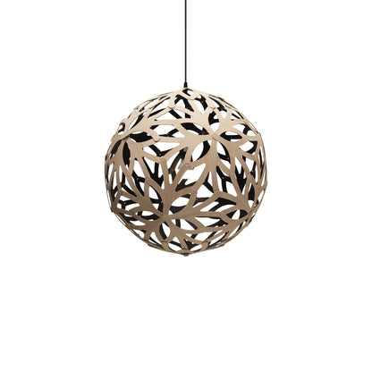 Floral Pendant Light in Bamboo/Black (Medium).