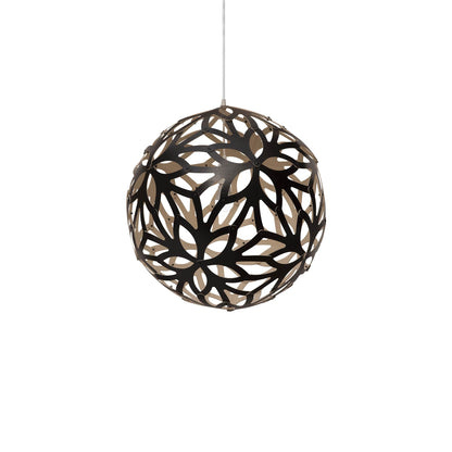 Floral Pendant Light in Black/Bamboo (Medium).