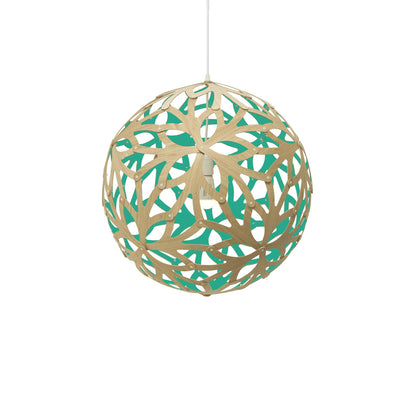 Floral Pendant Light in Bamboo/Aqua (Large).