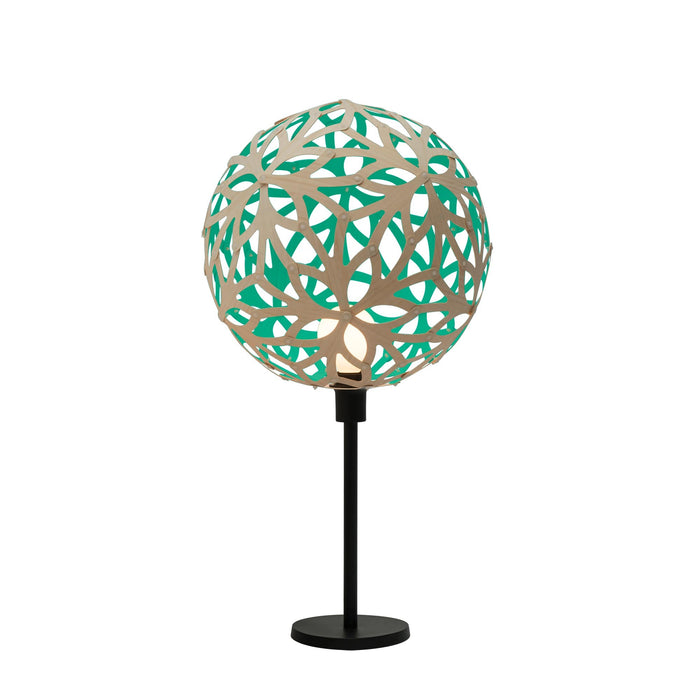 Floral Table Lamp in Bamboo/Aqua.