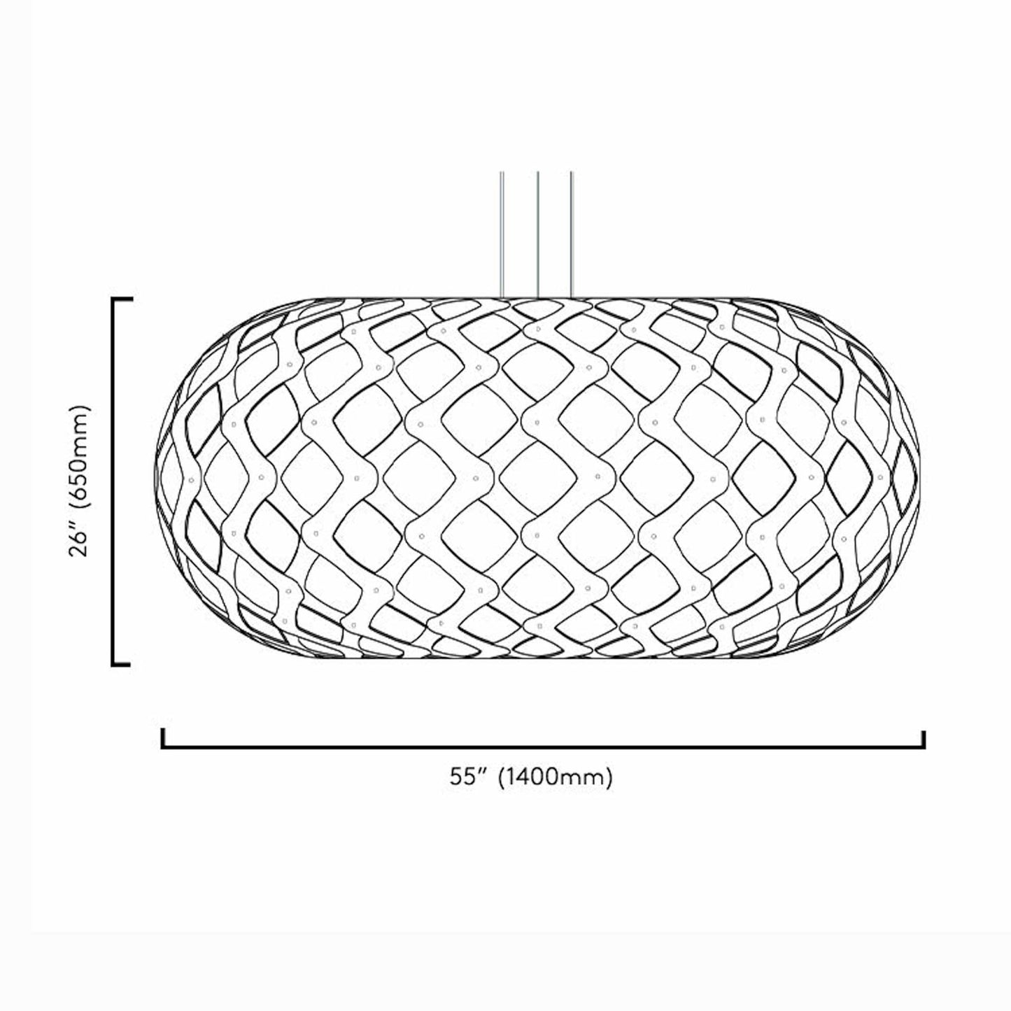 Kina XL Pendant Light - line drawing.