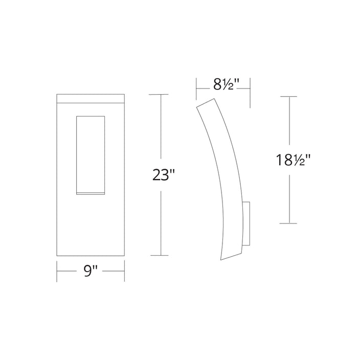 Dawn Outdoor LED Wall Light - line drawing.