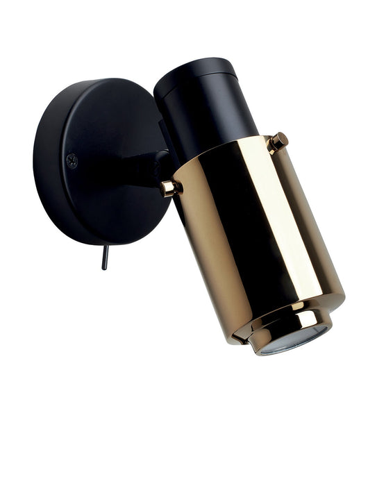 Biny Spot LED Wall Light in Gold/Black (No Switch).
