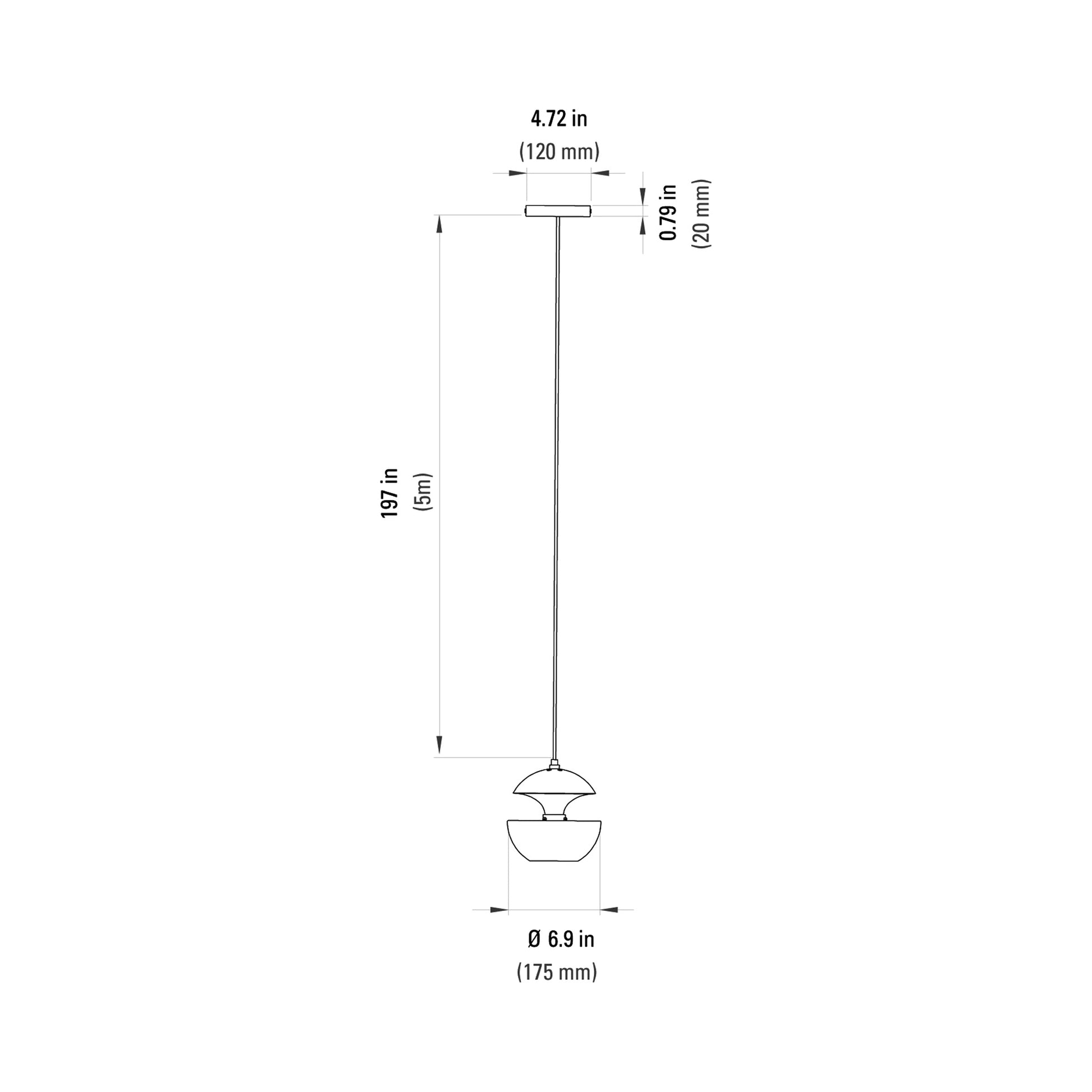 Here Comes the Sun LED Pendant Light - line drawing.