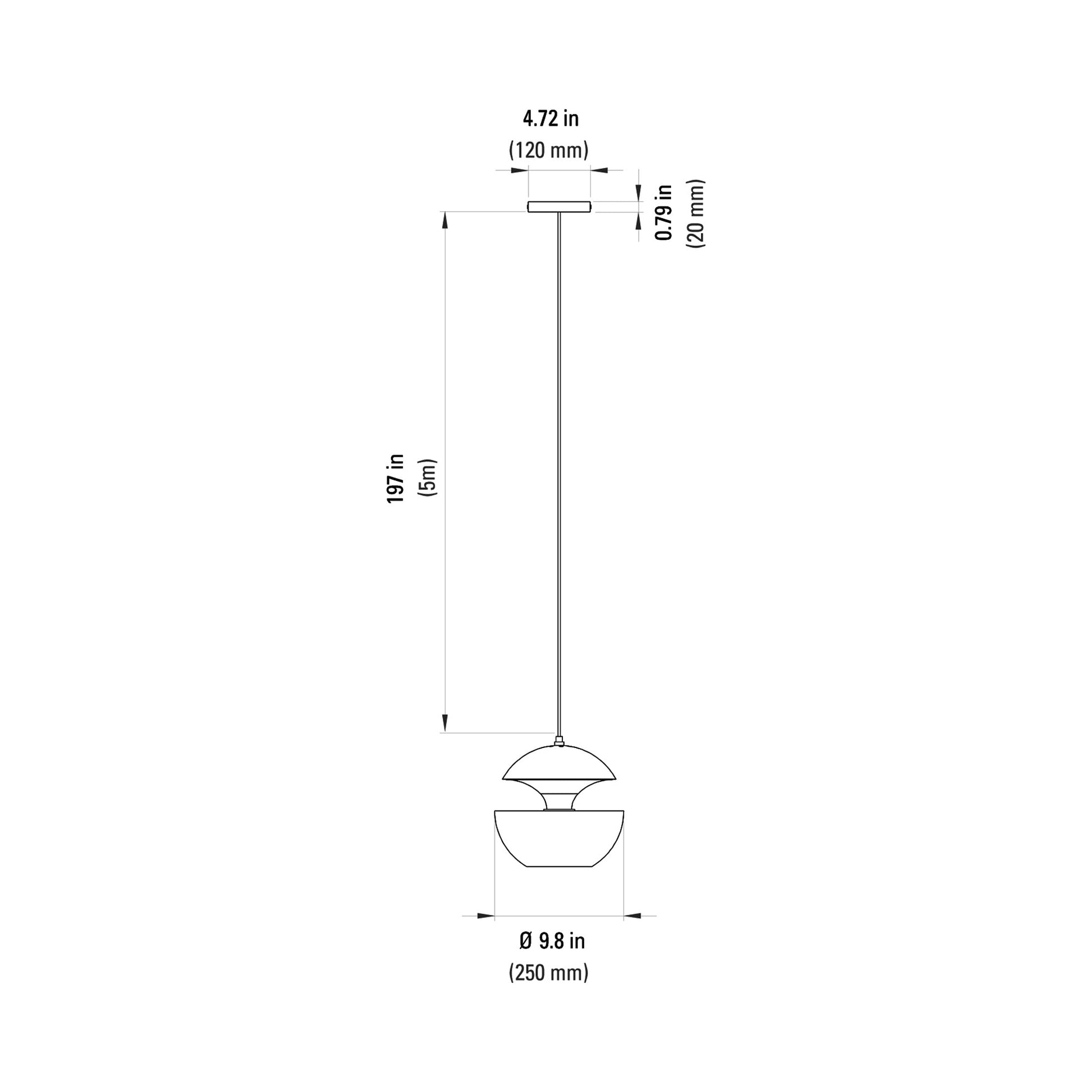 Here Comes the Sun LED Pendant Light - line drawing.