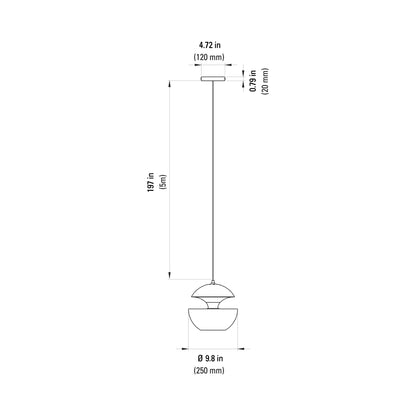 Here Comes the Sun LED Pendant Light - line drawing.