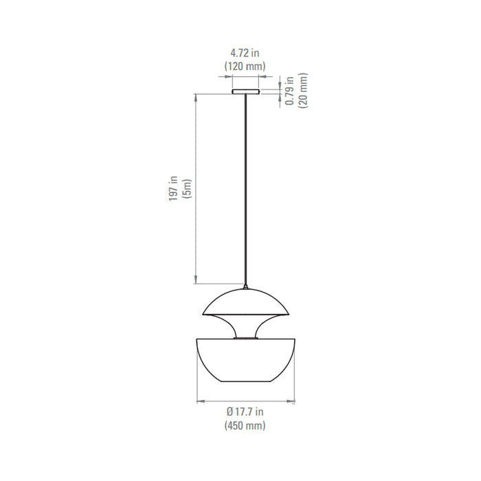 Here Comes the Sun LED Pendant Light - line drawing.