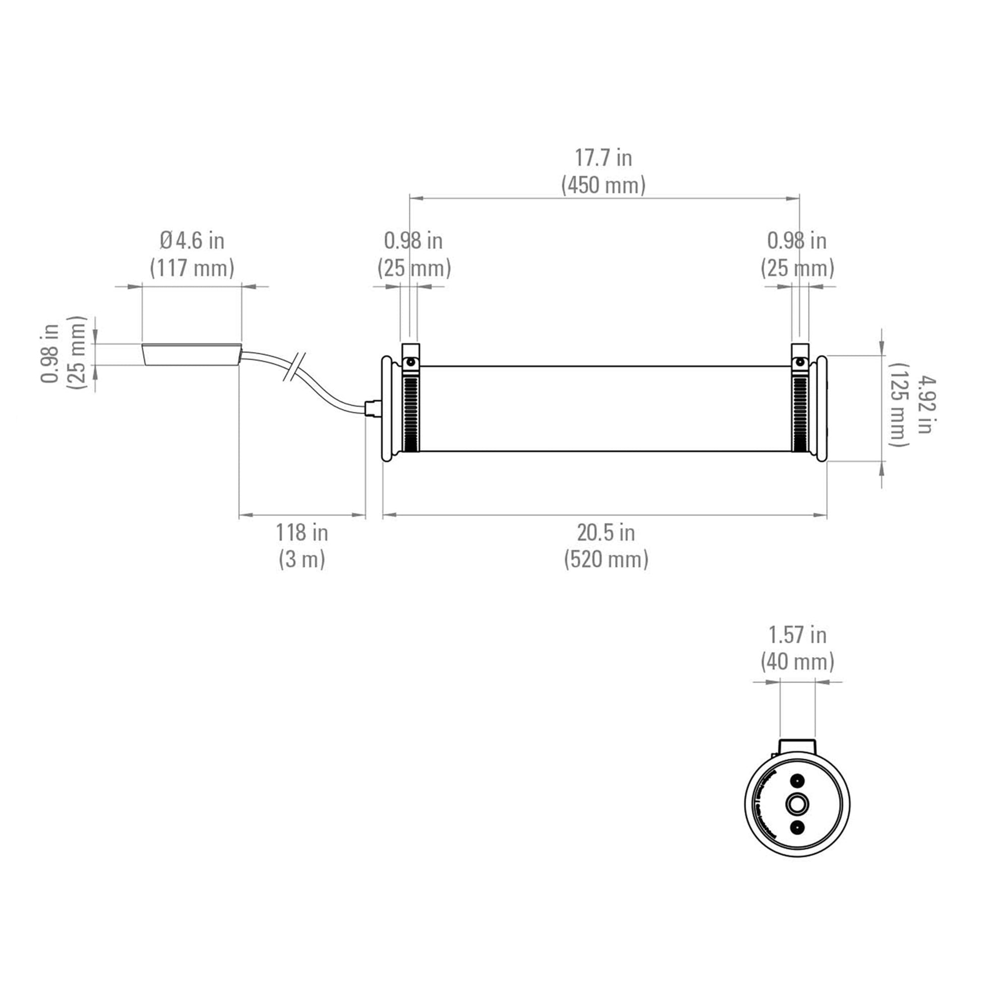 In The Tube Pendant Light - line drawing.