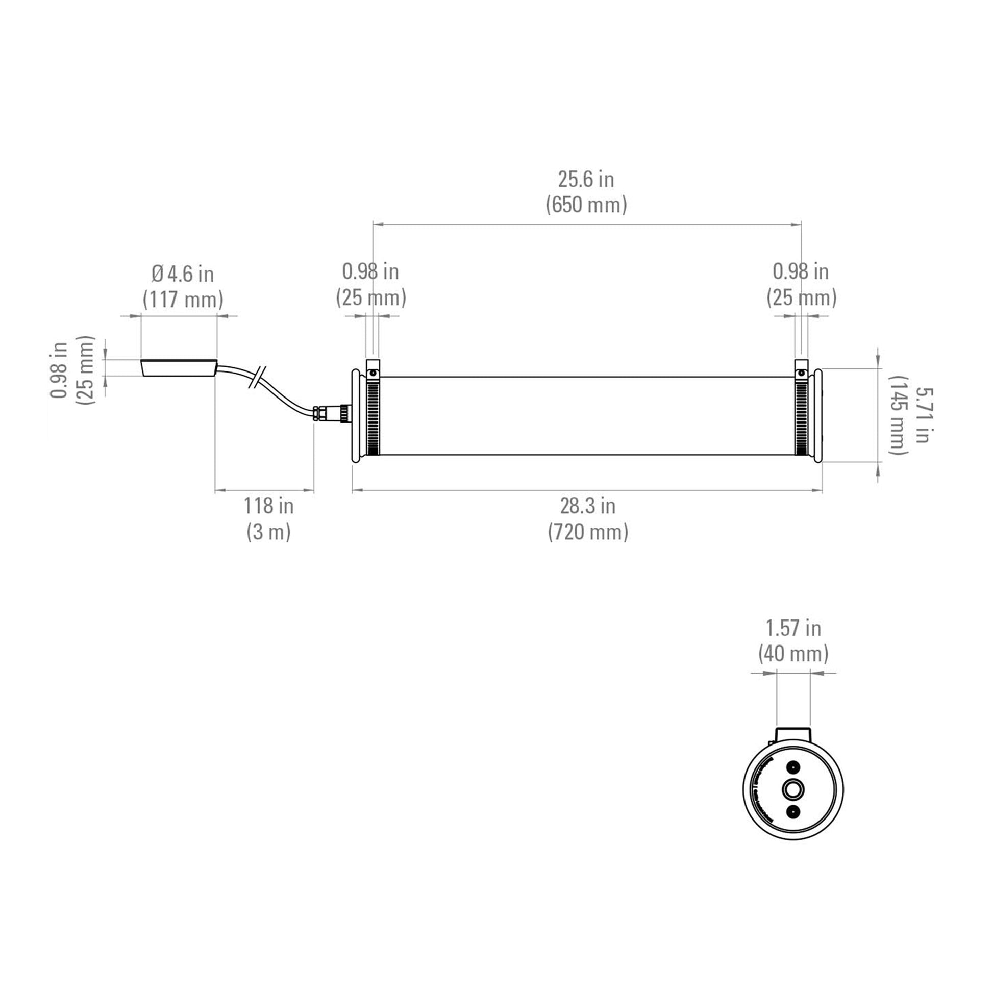 In The Tube Pendant Light - line drawing.