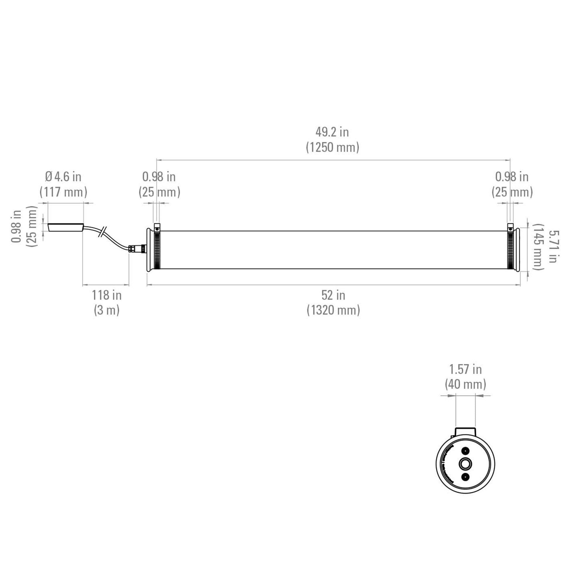 In The Tube Pendant Light - line drawing.