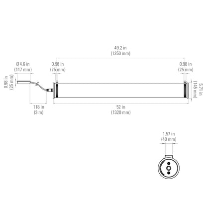 In The Tube Pendant Light - line drawing.